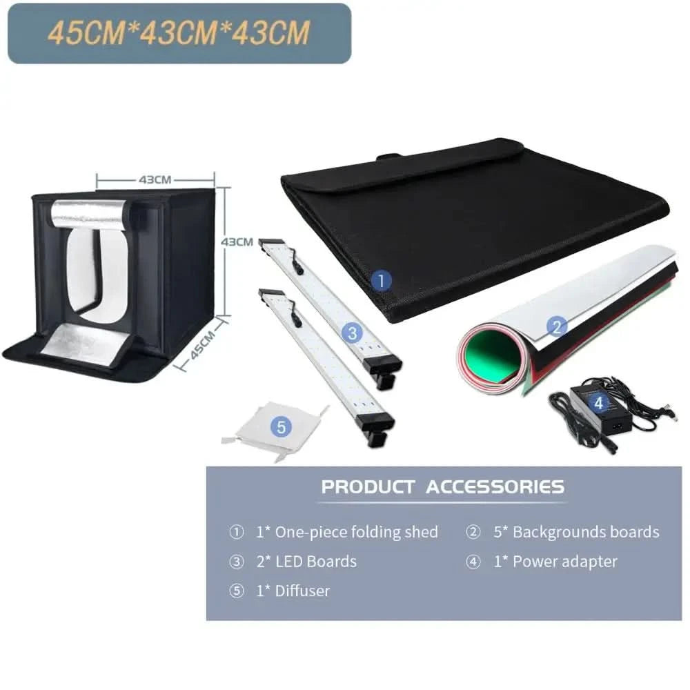 30/40/45 65 80cm Photography Tent Photo Light Studio SoftBox Portable Foldable Table Shoot Tents Kit With 5 Background Backdrop