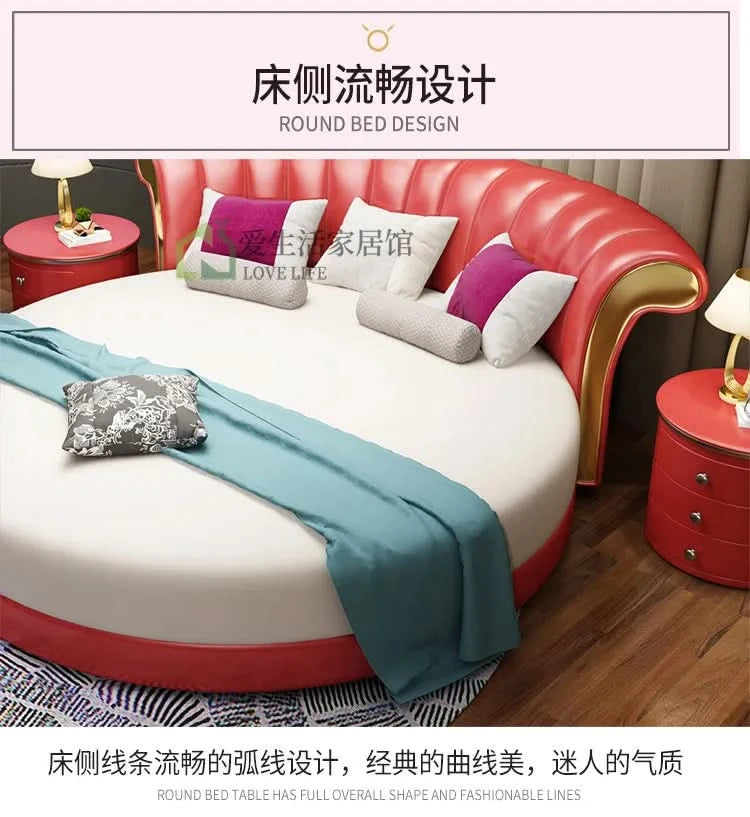 Bedroom Unique Beds Storage Cabinets Nordic Full Size Round Bed Frame Headboard Upholstery Muebles Para El Hogar Furnitures
