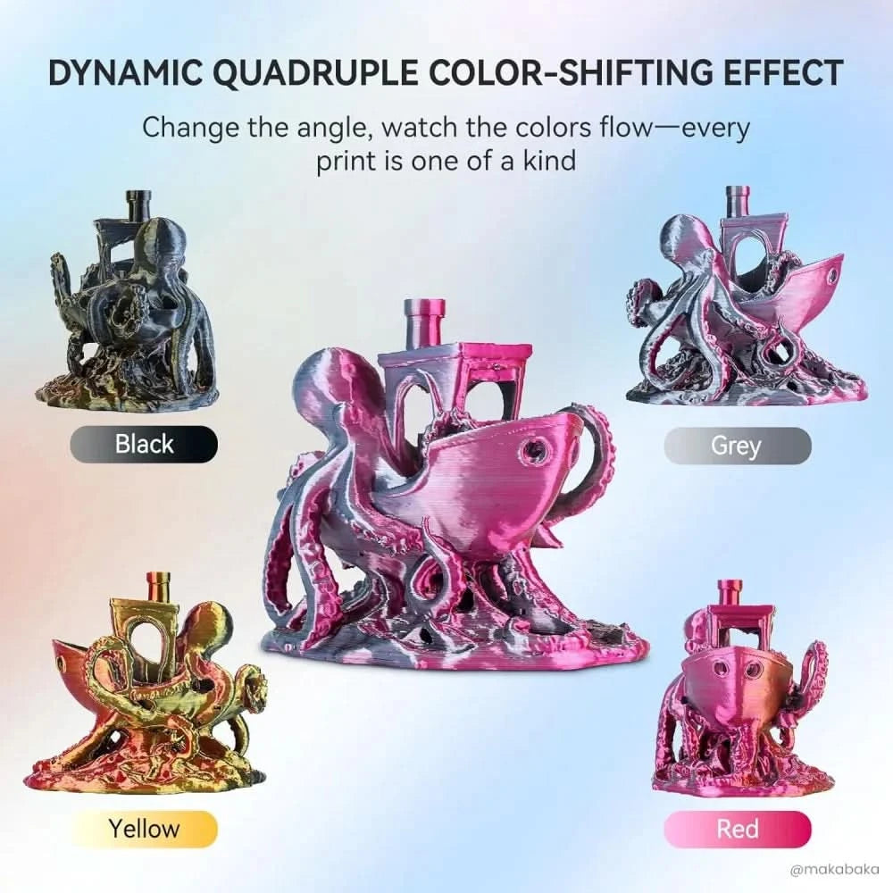 JAYO 3D Multicolor 4-Color Silk PLA+ Filament Bundle Silk PLA+ 3D Printer Filament 1.75mm +/- 0.02mm Shiny Silk Texture 2Rolls