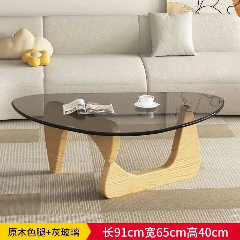 Modern simple creative round coffee table household small apartment living room tempered glass coffee table Internet celebrity