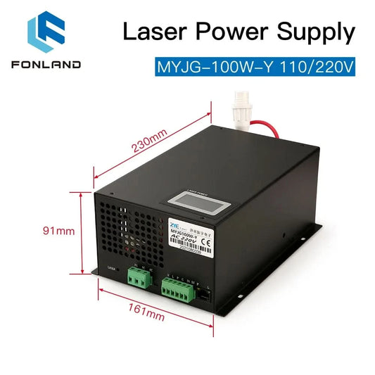 FONLAND MYJG-100W CO2 Laser Netzteil für Reci W2 T2 EFR Yongli CDWJ CO2 Laserröhren Gravur-Schneidemaschine mit Display