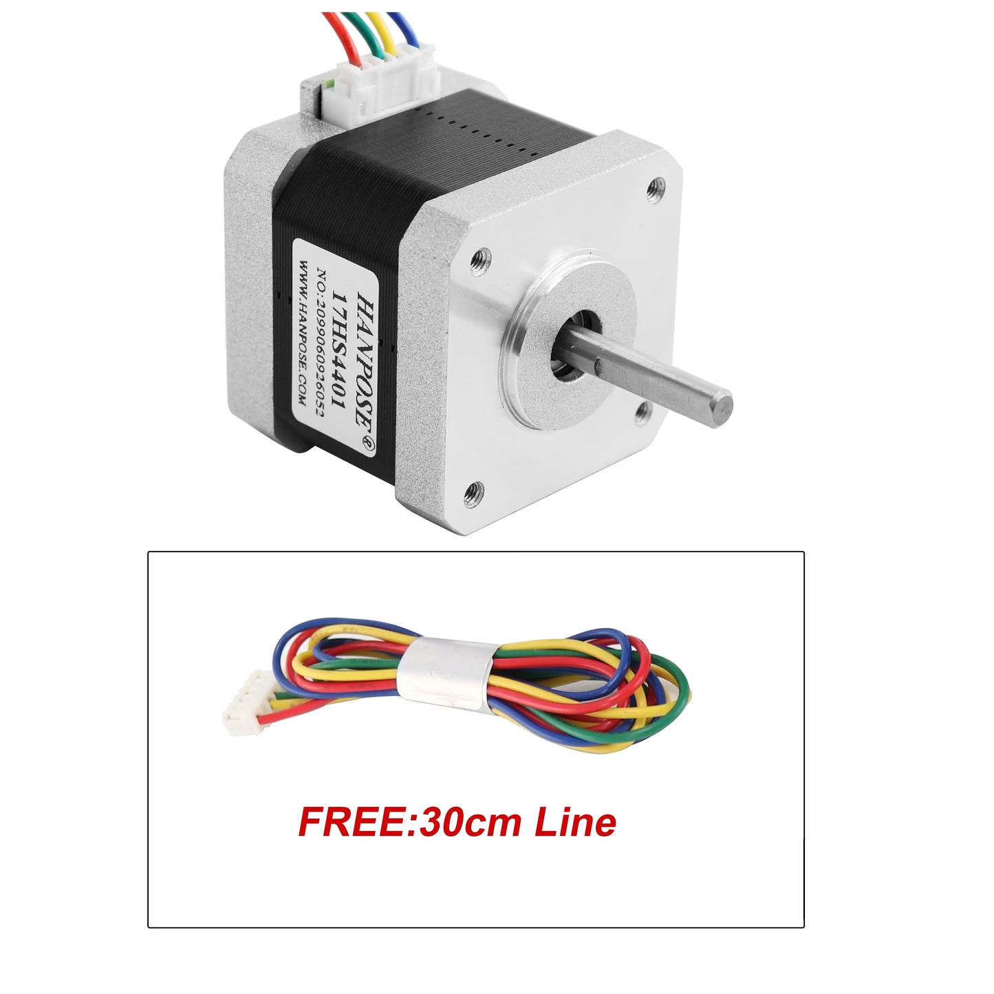 HANPOSE Nema17 stepper motor, torque 78 oz-in (52 N-cm), current 1.8 A. Models 17HS8401 17HS 2408 17HS3401S 17HS4401S 17HS6401S