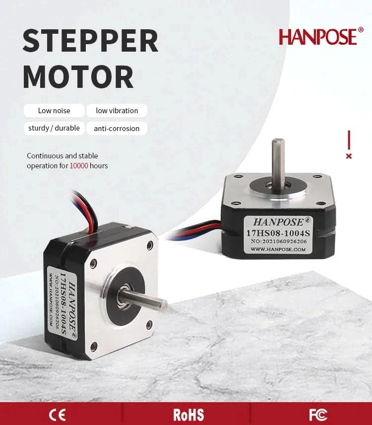 HANPOSE Nema17 stepper motor, torque 78 oz-in (52 N-cm), current 1.8 A. Models 17HS8401 17HS 2408 17HS3401S 17HS4401S 17HS6401S