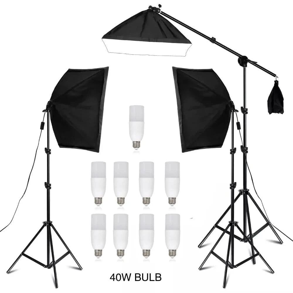 SH Photo Studio Softbox Light Kit Photographic Equipment Four Lamp Holders Continuous Light System With E27 Bulb Accessories