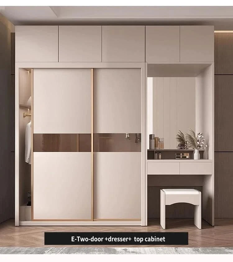 Sliding Door WardrobeNordic Modern Home Furniture Bedroom Desk Dresser In One Combination Light Luxury Corner Wardrobe furniture