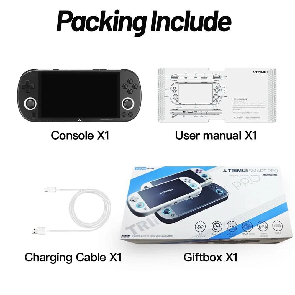 Trimui Smart Pro Handheld Game Console Linux System 4.96''IPS ScreenJoystick RGB Lighting Smartpro Retro Video Game Player Gift