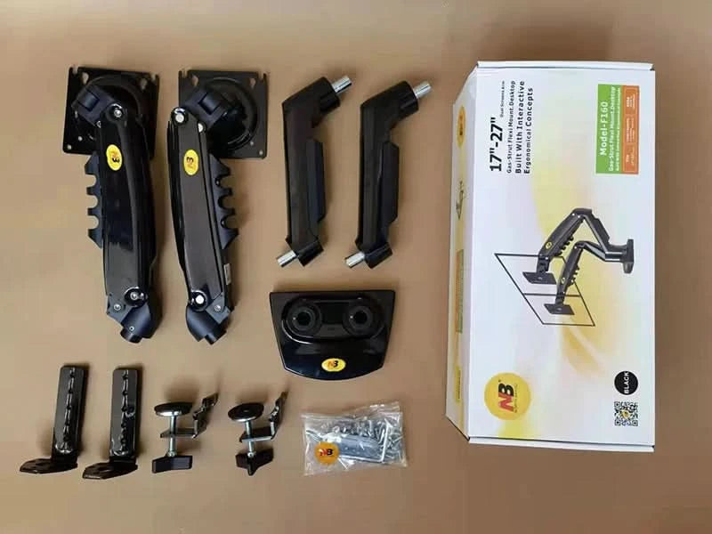 White Color Dual Arm Monitor Support 17-30 Inch  Mount Bracket Holder Load 2-9 Kgs Each NB F160