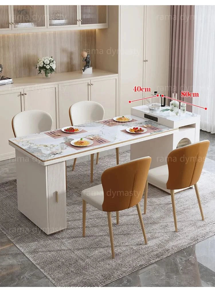 Rock Plate Dining Table Integrated Extendable Home Modern Light Luxury Dining Table With Storage Cabinet