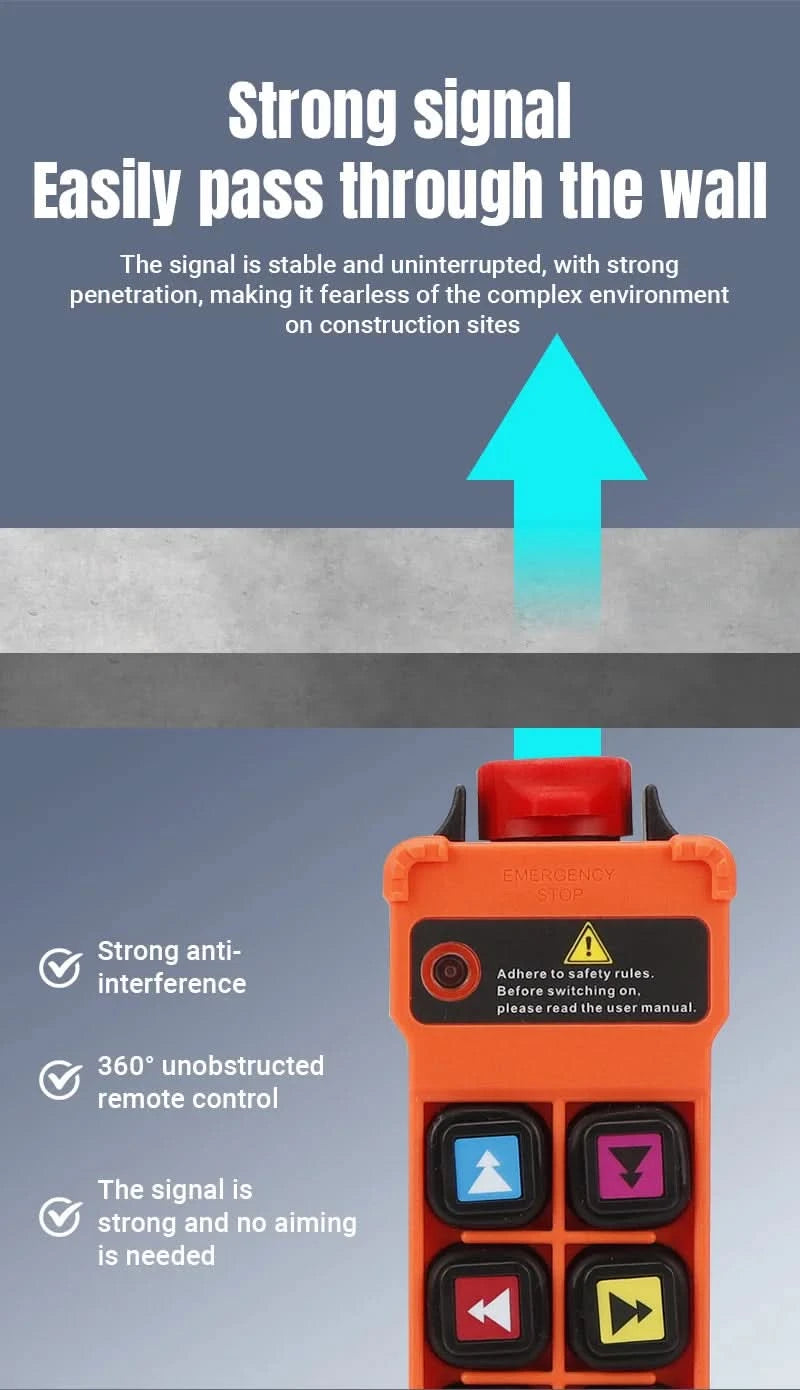 HENJEL H208 Crane Wireless Control Double Speed Waterproof Switch DC 12v 24v Waterproof and Dustproof Industrial Remote Control