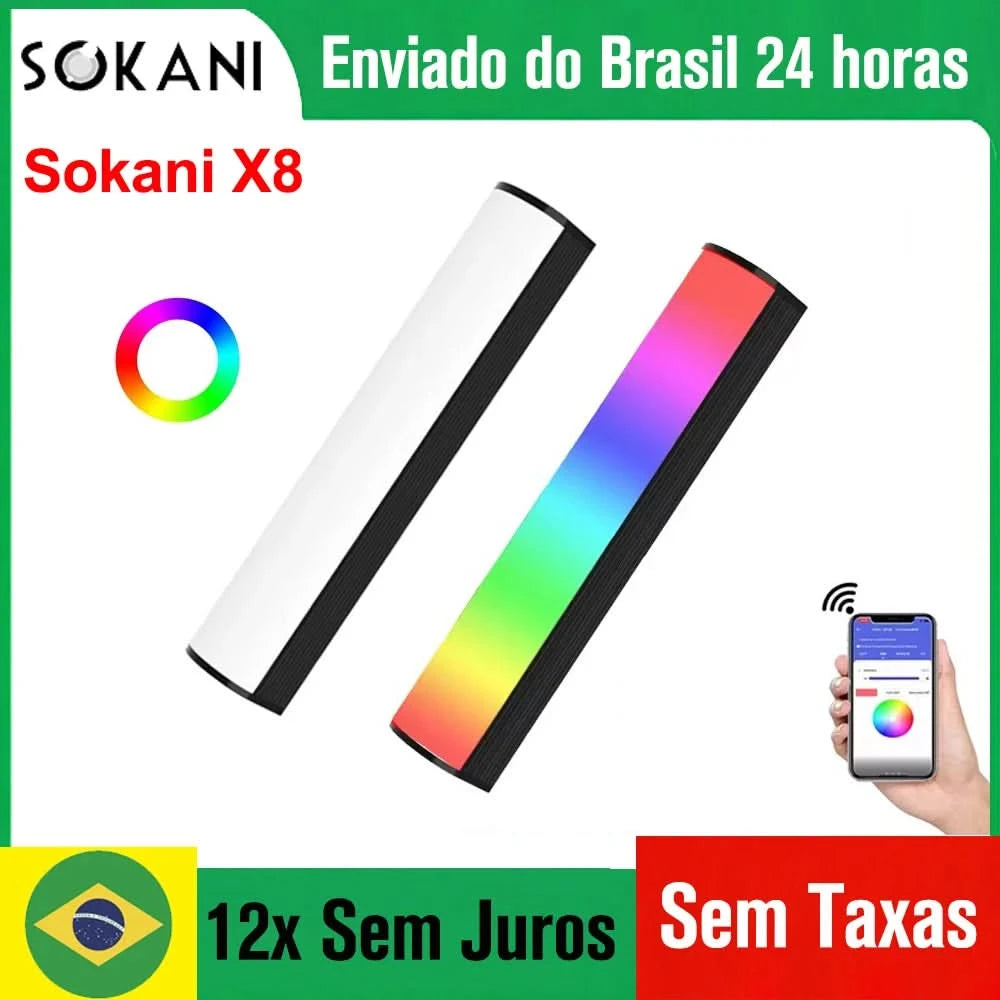 ( DO Brasil ) Sokani X8 RGB Video Light Handheld Tube Wand Colorful Stick Photography Lighting for TikTok YouTube Live Streaming