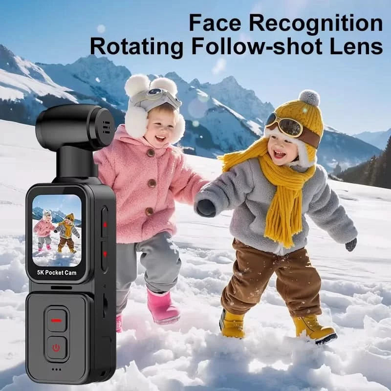 K28 5K Ultra Clear Handheld Action Camera 1.69-inch Face Recognition Automatic 270°Rotating Lens Follow Shot Sports Thumb Camera
