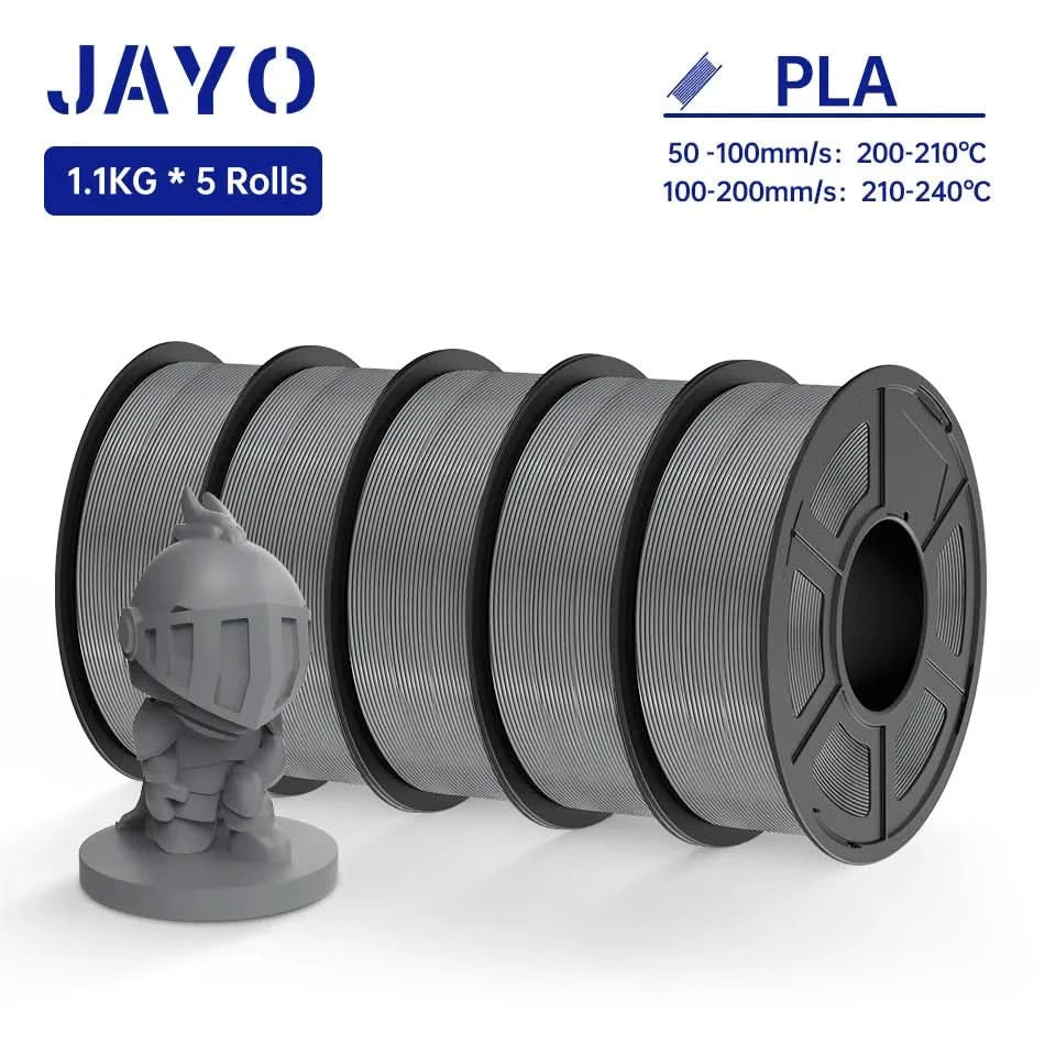 JAYO PLA Filament 1.75MM 5Rolls 3D Printer Filament PLA 100% No Bubble for FDM Coloful 3D Printing Material DIY Gift
