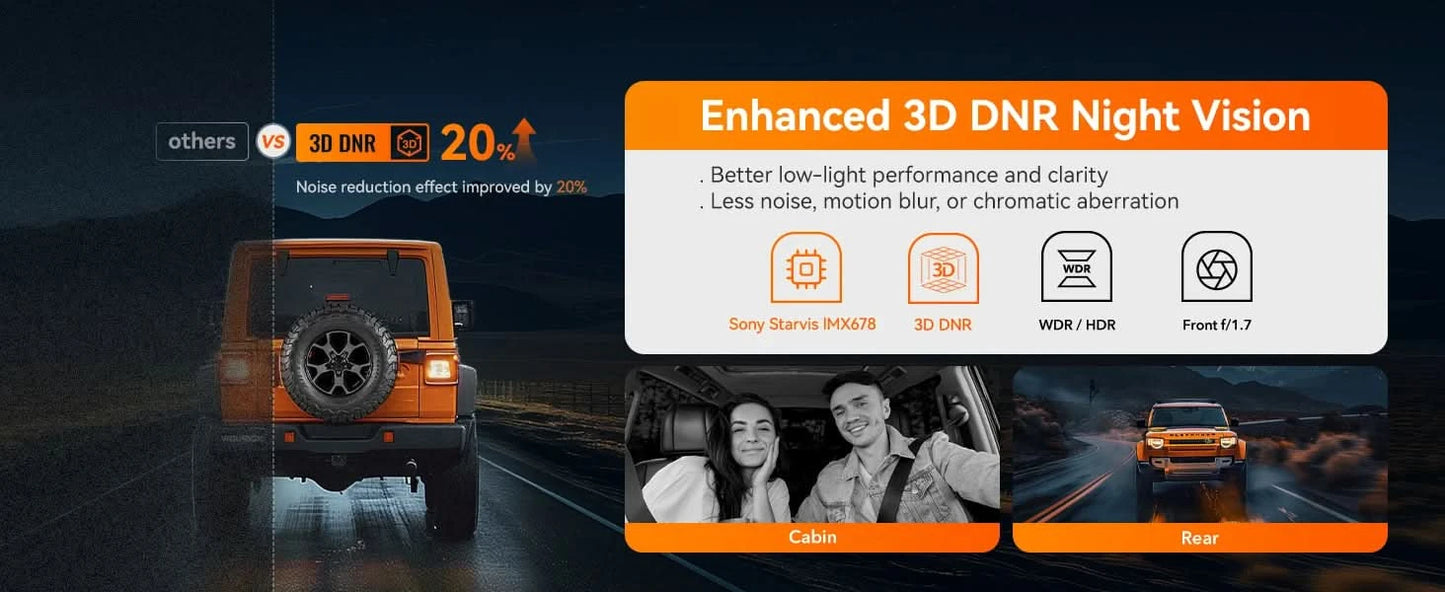 WOLFBOX X5 3 Channel 4K Dash Cam STARVIS 2 IMX678 4K+2.5K Front and Rear Inside Triple Car Camera 5.8GHz WiFi Mirror Car DVR