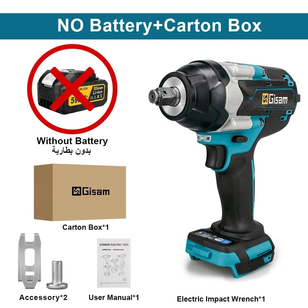 1800N.M Torque Brushless Electric Impact Wrench 1/2 inch Lithium-Ion Battery Cordless Wrench Tools For Makita 18V Battery Pins