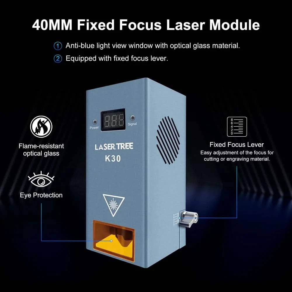 LASER TREE Laser Module 10W/20W/30W/40W Optical Power with Air Assist Laser Head TTL Blue Light for Engraver Cutting Wood Tools