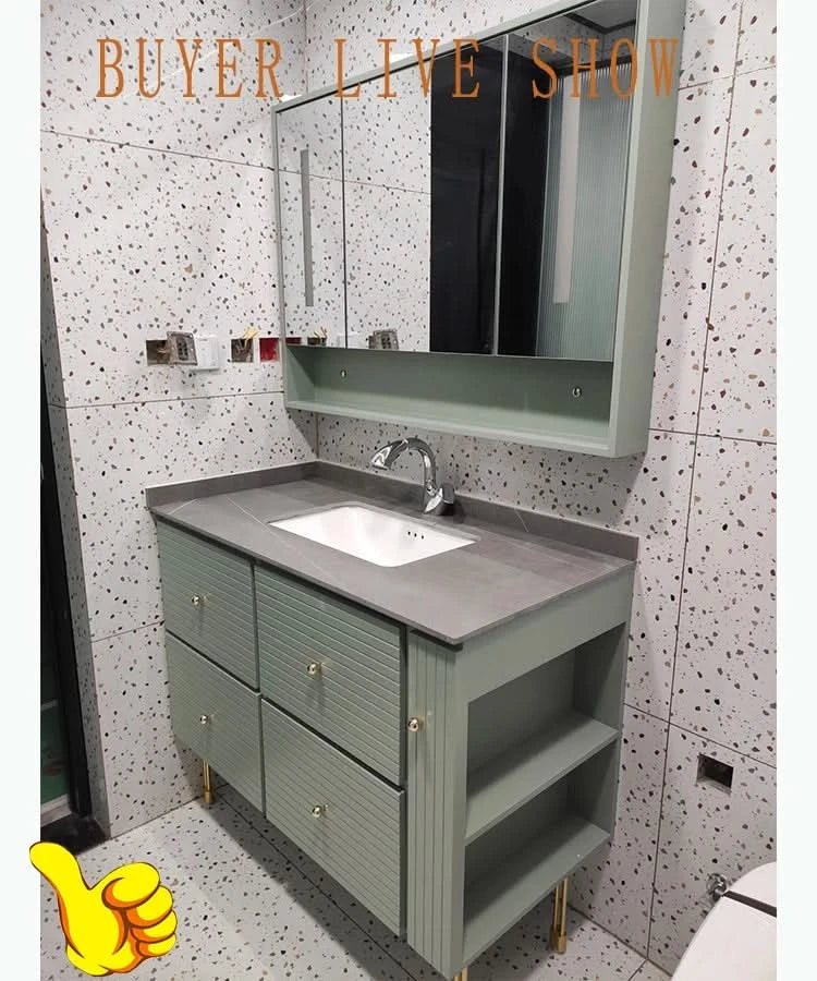 Pink Modern Large Storage Space With Side Cabinets Bathroom Cabinet With Drawers