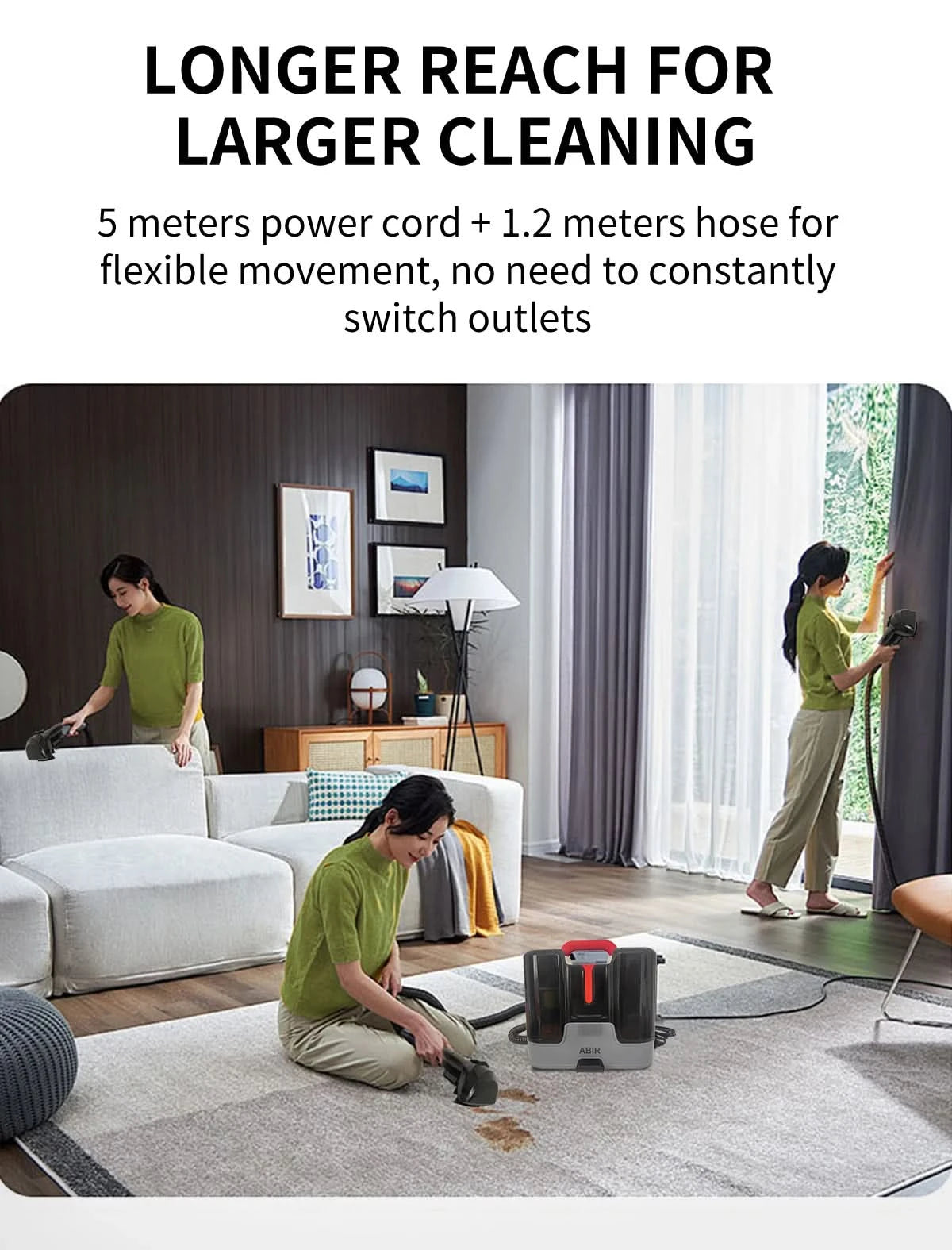 Carpet Washing Machine ABIR G80,15000PA Suction,Smart Home Appliance for Sofa Bed Clean,Smart Home Appliance for Sofa Bed Clean