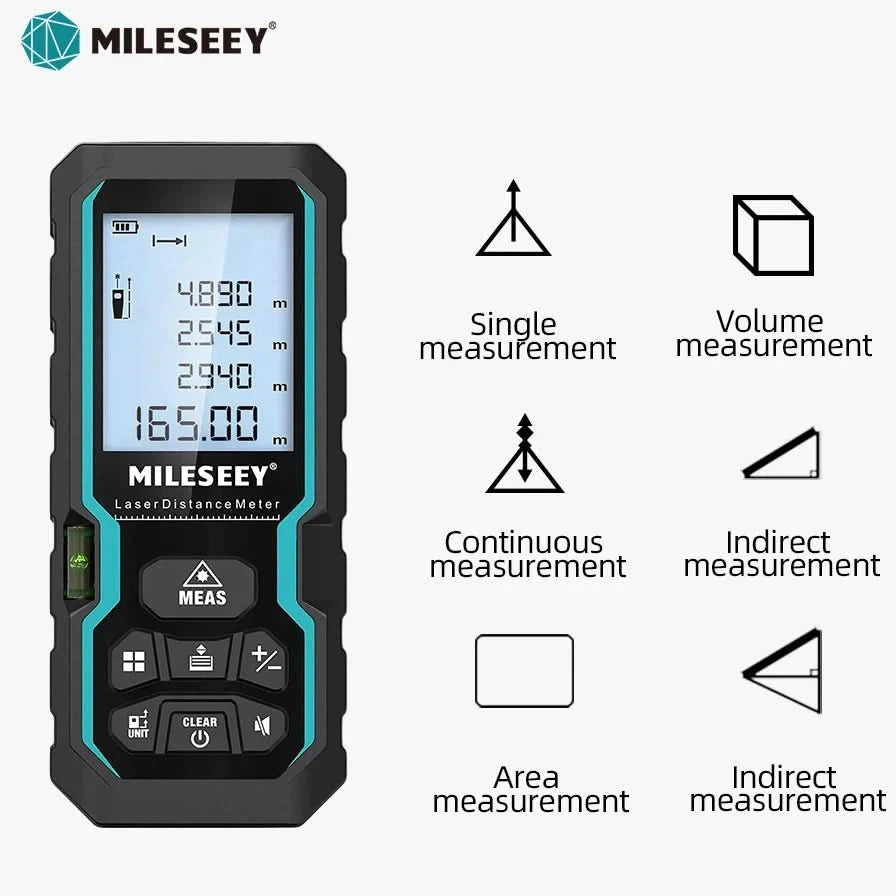 MILESEEY Laser Distance Meter X5 40M 60M 80M 100M High Precision Laser Tape Measure,Multiple Measurement Electronic Ruler