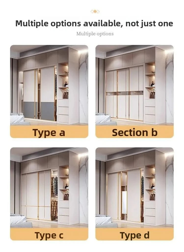 Light luxury sliding door clothes closet simple moder household bedroom wardrobe large storage armoire de rangement Furniture