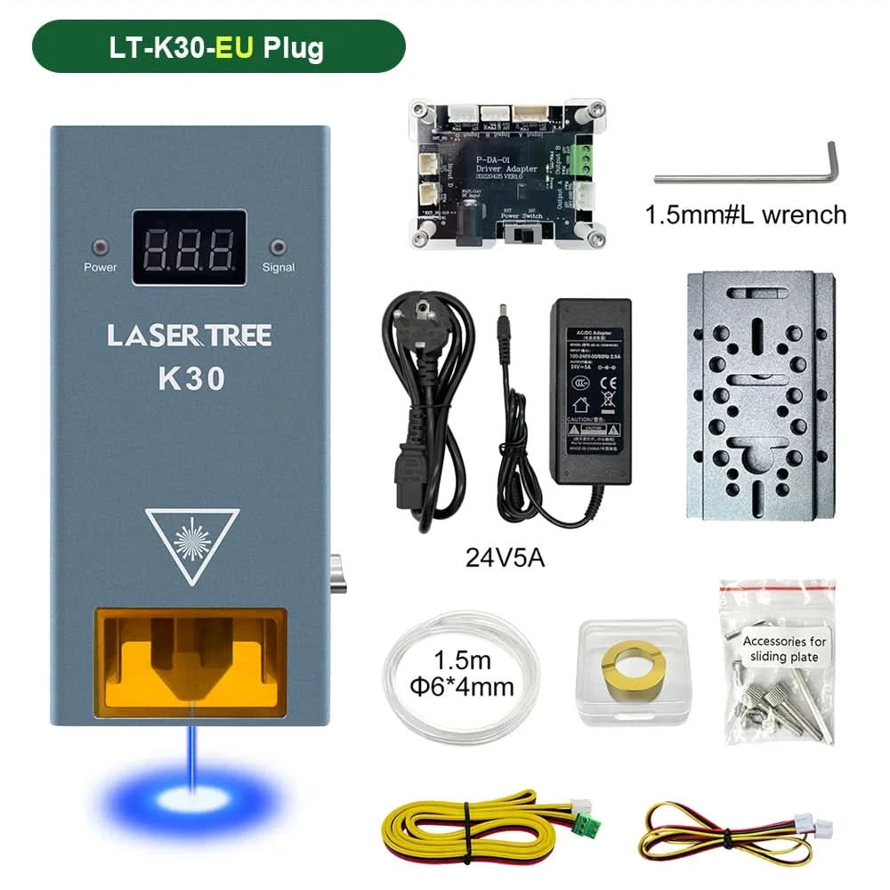 LASER TREE 10W 20W 30W 40W Optical Power Laser Head with Air Assist 450nm Blue Light TTL Module for Laser Engraving Cutting Tool