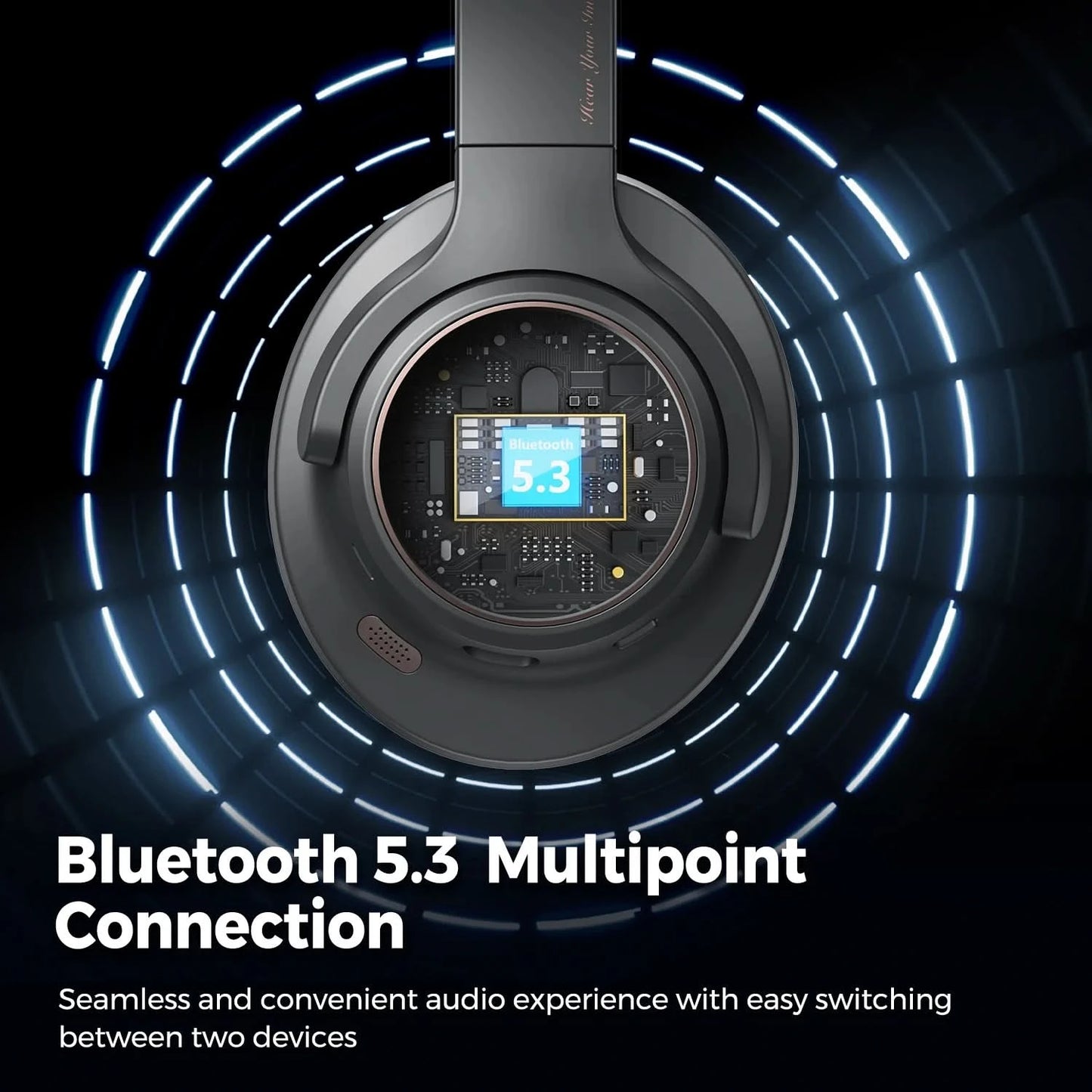 SoundPEATS Space Bluetooth Headphones Hybrid Active Noise Cancelling Wireless Headphone,123H Play,Mic,Multipoint Connection