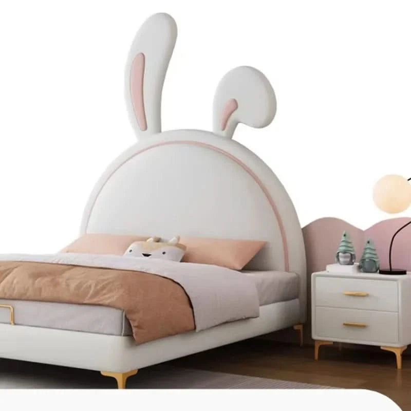 Children Room Bed Good Quality Rabbit Beds for Children Fabric Bed Simple Modern Soft Pack Bed Single Bed Bed for Girls