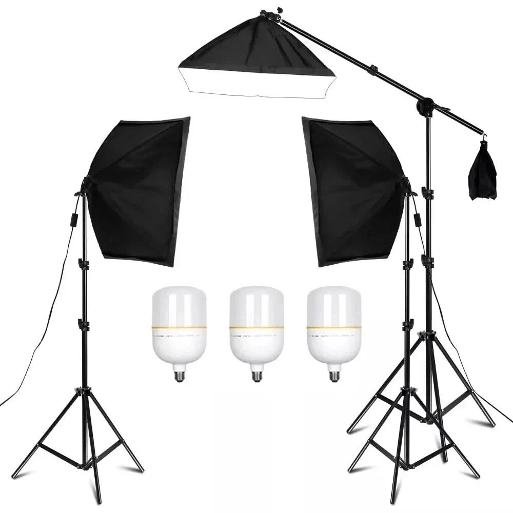 Studio Kit Photo Softbox Light Box Lighting Single Led Lamp with Tripod Photography Shooting Soft Box Flash E27 Accessories