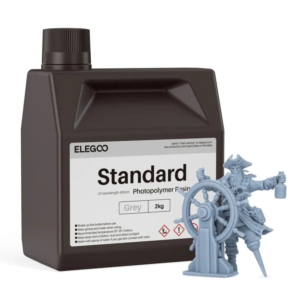 ELEGOO 3D Printer Resin LCD UV-Curing Resin 405nm Standard Photopolymer Resin for LCD 3D Printing 1000g Black Grey White Skin