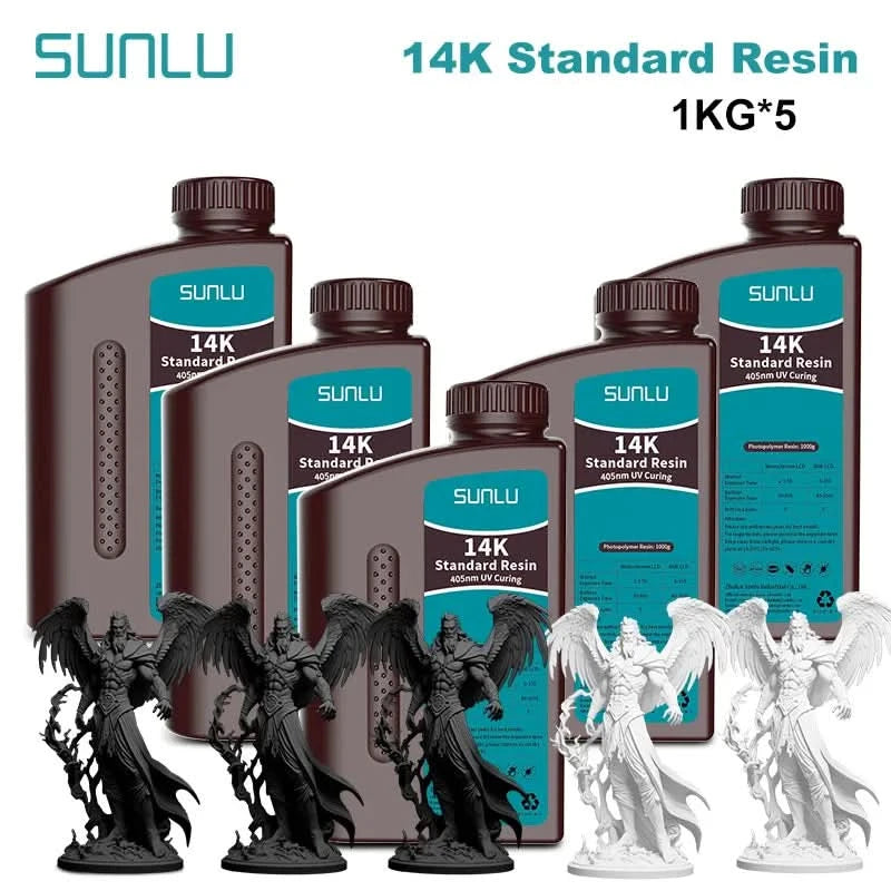 SUNLU 5KG Standard Plus/14K Standard Resin 1KG/Bottle 405nm Rapid UV-Curing Photopolymer Resin For LCD 3D Printer Material