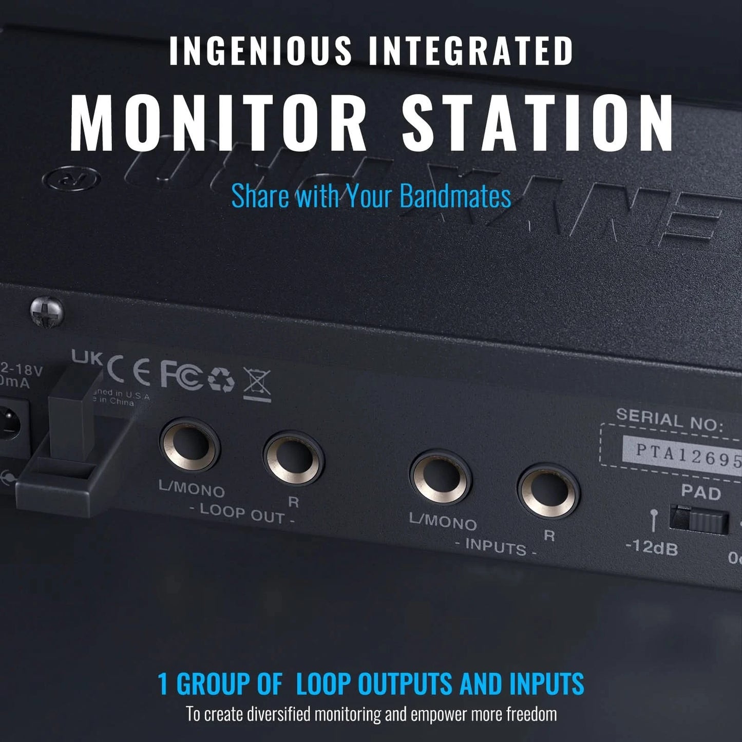 UHF Mono Wireless In-Ear Monitor System w/1 Loop Output,Separate Outputs Suitable for Band and Studio Phenyx Pro PTM-11