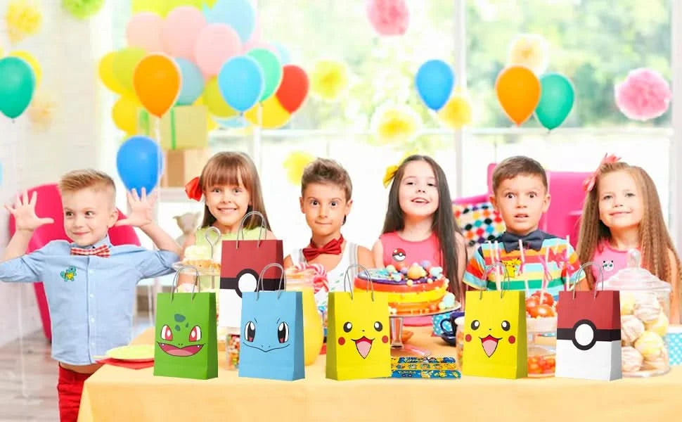Pokemon Birthday Party Favors for Kids,110pcs Pokemon Party Supplies-Pikachu Goodie Bag Badges Sticker etc Pokemon Party Favors