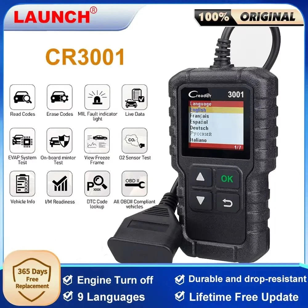 LAUNCH X431 CR3001 OBD2 Scanner Automotive Car Full OBD2 Diagnostic Tool Code Reader Scanner Free Update PK ELM 327