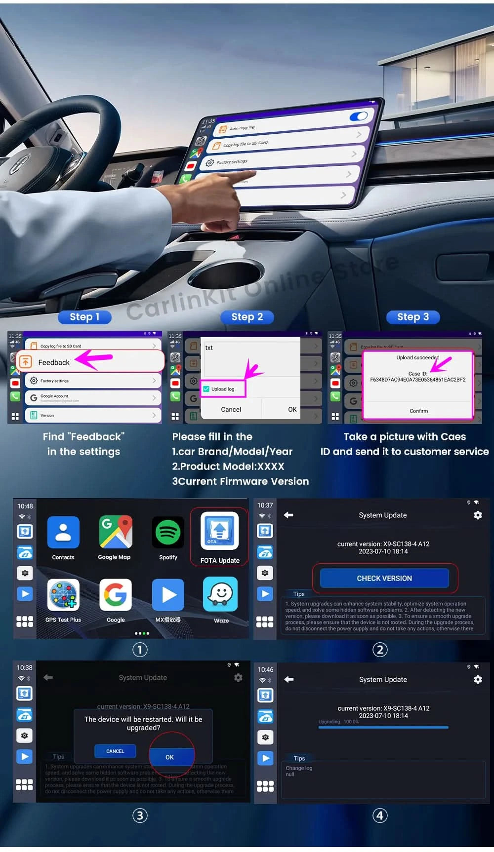 Carlinkit SDM660 Aibox Android 13 USB-A CarPlay Android Auto Wireless Adapter Support Online Video Spotify Netfilx Ble Wifi