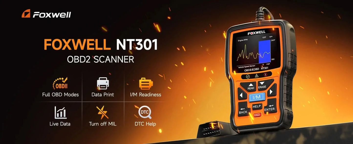 FOXWELL NT301 OBD2 Scanner Check Engine Code Reader Professional ODB2 OBD2 Automotive Scanner Car Diagnostic Tools PK ELM327