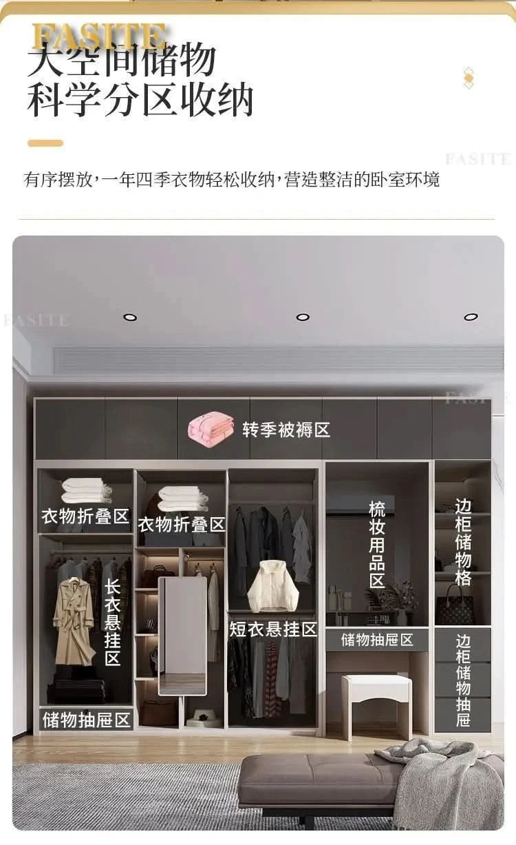 Sliding door wardrobe household bedroom small apartment full set of thickened back plate simple sliding door wardrobe