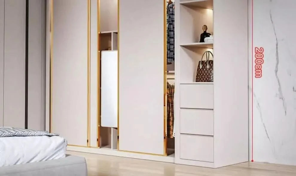 Light luxury sliding door clothes closet simple moder household bedroom wardrobe large storage armoire de rangement Furniture