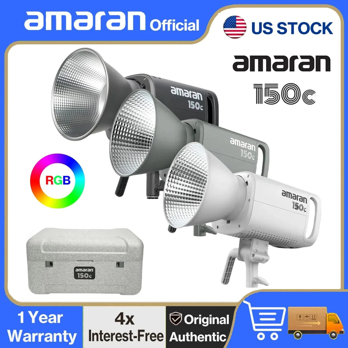 amaran 150c RGBWW LED Video light Photography lights 2500K-7500K for TikTok Live Streaming Photo Video Recording by Aputure