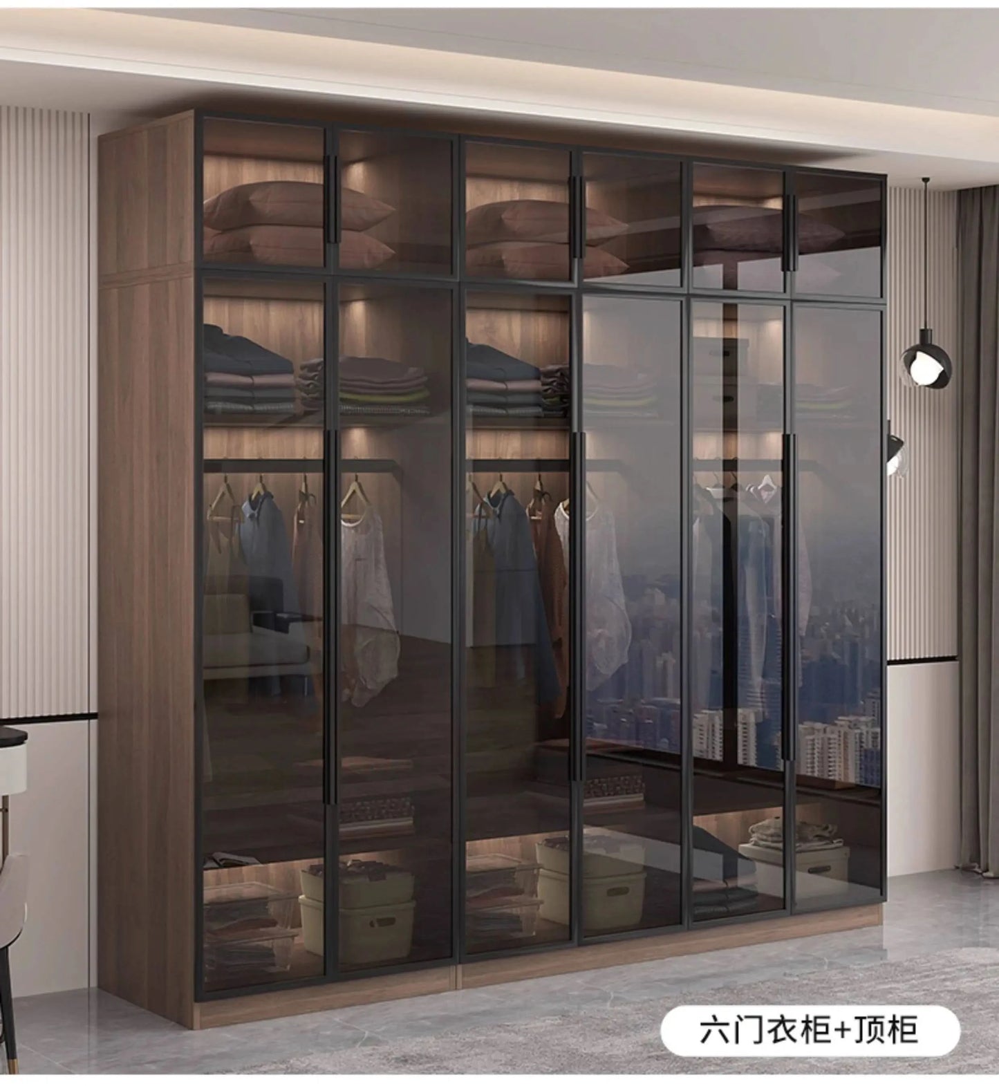 Glass light luxury corner cloakroom wardrobe Double clothes closet cabinets and wardrobes Cabinet dressing clothe home furniture
