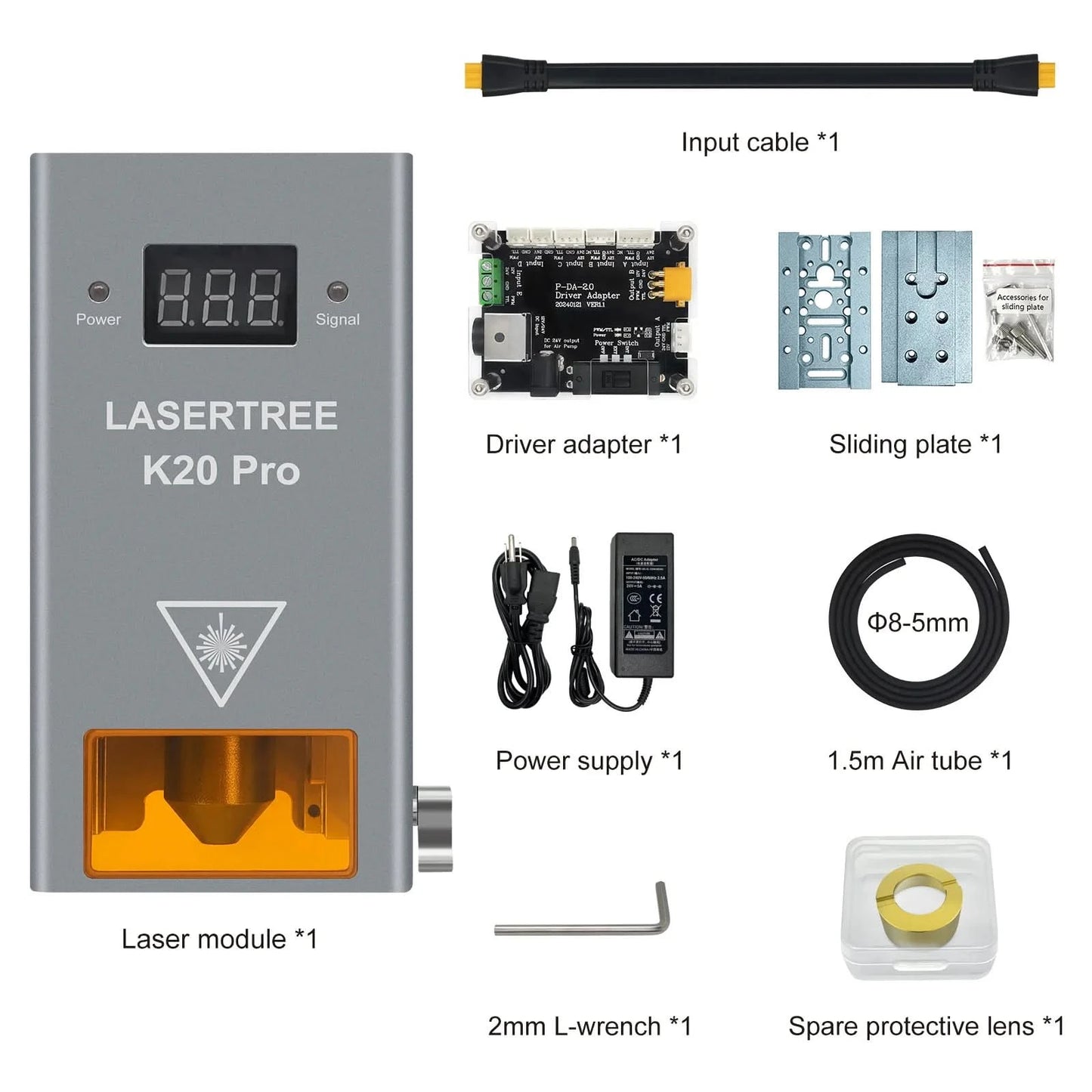 LASER TREE Laser Module 10W/20W/30W/40W Optical Power with Air Assist Laser Head TTL Blue Light for Engraver Cutting Wood Tools