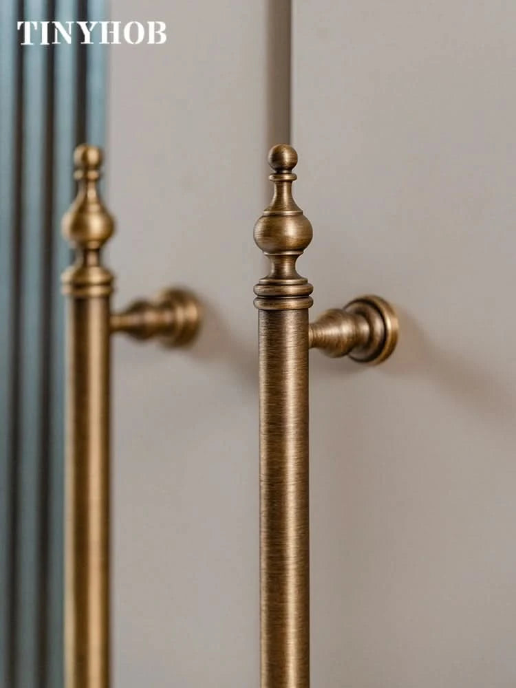 Tinyhob Massiver antiker Bronzezug Messing Schrankknöpfe T-Stange Möbel Kleiderschrank Geräte Griff Langer Zug Schubladengriff