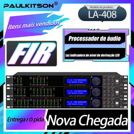 Paulkitson LA-408 Digitaler professioneller Audioprozessor, vier Eingänge, acht Ausgänge, 64-Bit-DSP mit FIR-Lautsprecher für Bühnenauftritte