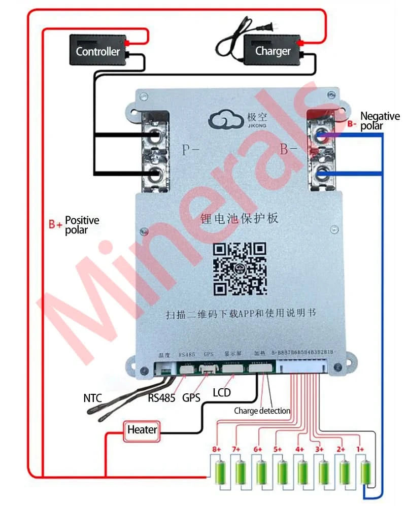 Jikong JK BMS 4S 5S 6S 7S 8S 200A Smart BMS 2A Active Balance Energy Transfer Built-in Bluetooth APP Support LCD 12V 24V 3S BMS