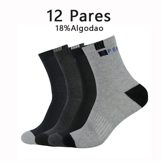 12 Pairs, Men's Cotton Socks, Breathable, Containing Cotton, Mid-top Sports Socks, Summer, Quick Dry