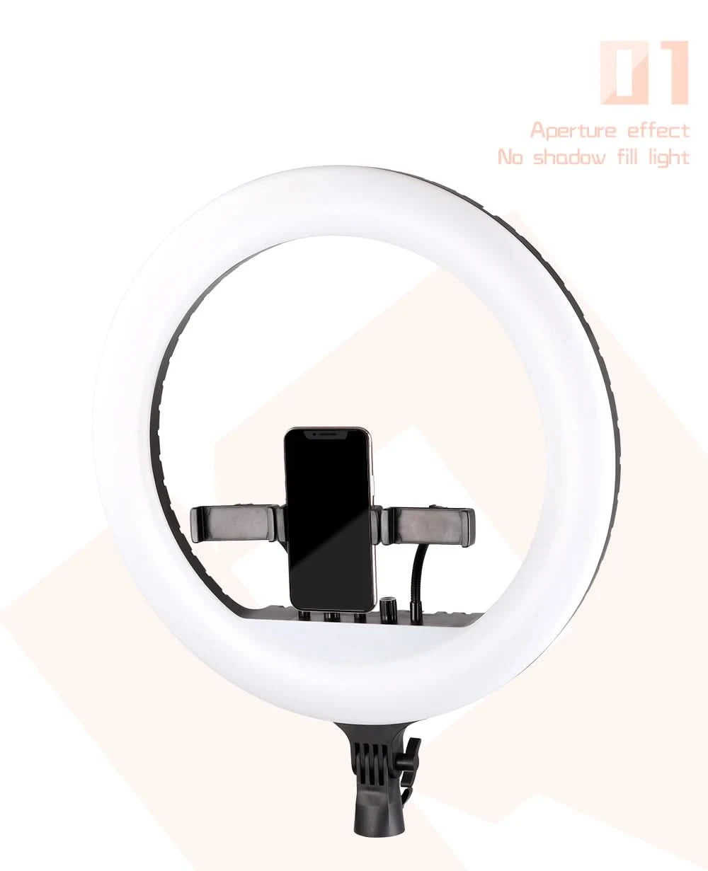 SH 18 Inch Knob Ring Light LED Selfie Video Lamp With Tripod Stand Phone Clip For YouTube Live Lighting Photo Photography Studio