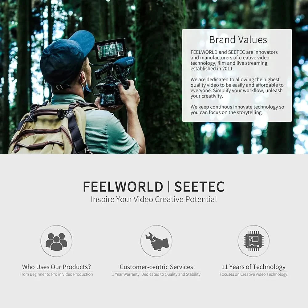 FEELWORLD LUT7 7 Inch 2200nits Touchscreen Camera Field Monitor with 3D LUT HDMI Input Output Waveform VectorScope Histogram