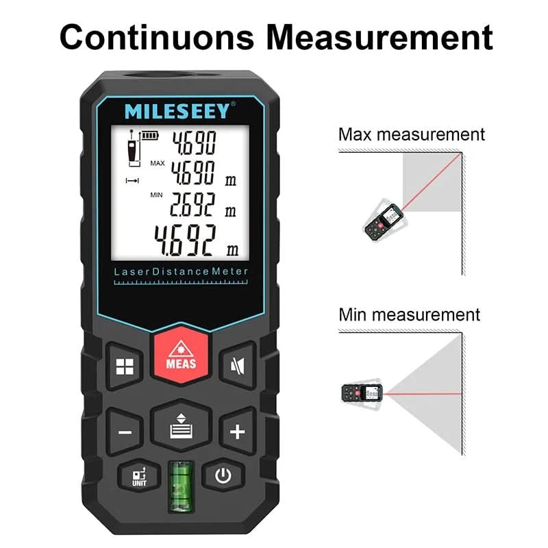 MILESEEY Laser Distance Meter X5 40M 60M 80M 100M High Precision Laser Tape Measure,Multiple Measurement Electronic Ruler