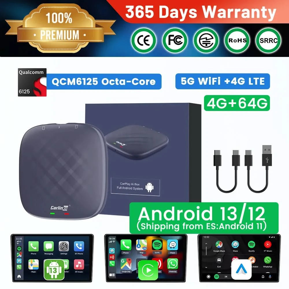 CarlinKit CarPlay Ai Box Android 13 Plus or Android 11 Smart Car Box Android Auto Wireless CarPlay 4GLTE for Audi Mazda VW Haval