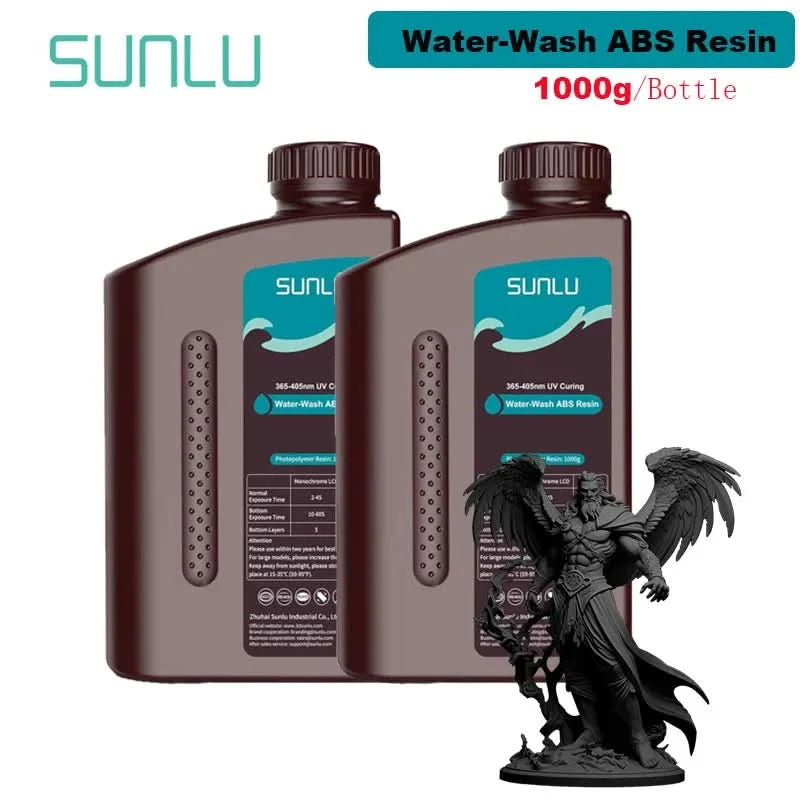 SUNLU 2KG Water Washable / Water Washable ABS Resin Resin 1000G/Bottle 405nm Rapid UV-Curing Photopolymer Resin For LCD 3D Print