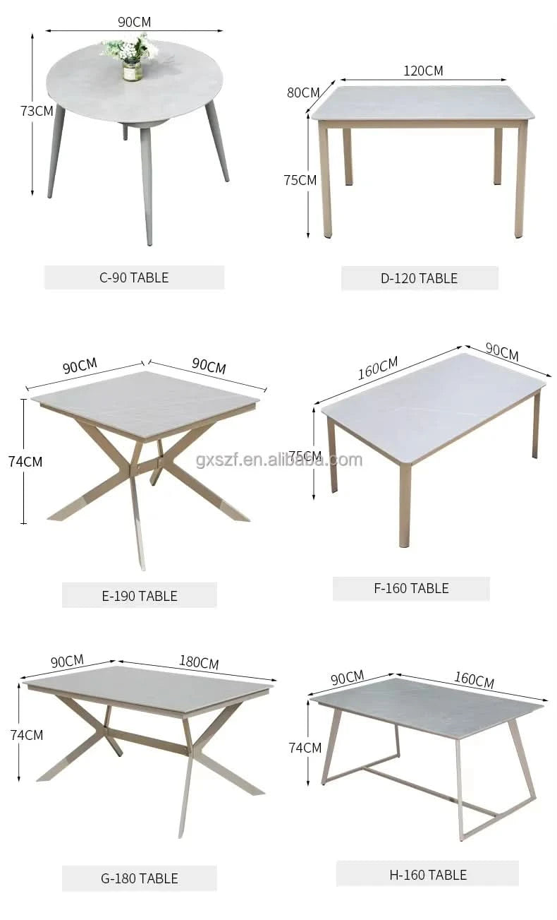 Home Furniture 120cm Rock Plate Dining Table Leisure Rectangular Table Kitchen Dining Table Light Luxury Apartment Table