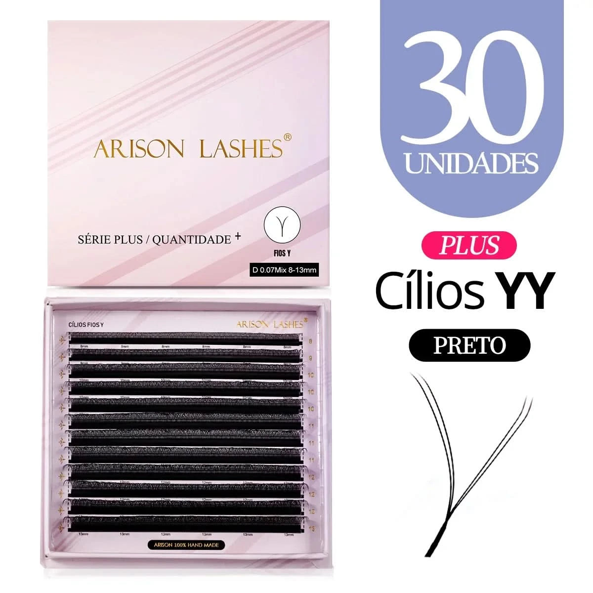 [Brazil Warehouse]ARISON Wholesale 10/30/50pcs YY/W-shape Lashes Premade Volume Eyelashes Extension 3D/4D/5D/6D/8D Lash